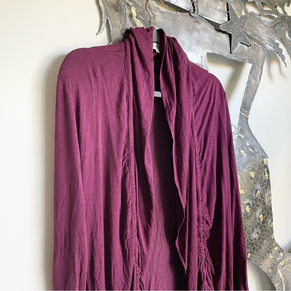 GOTTEX STUDIO Maroon Burgundy Ruched Cardigan size Medium